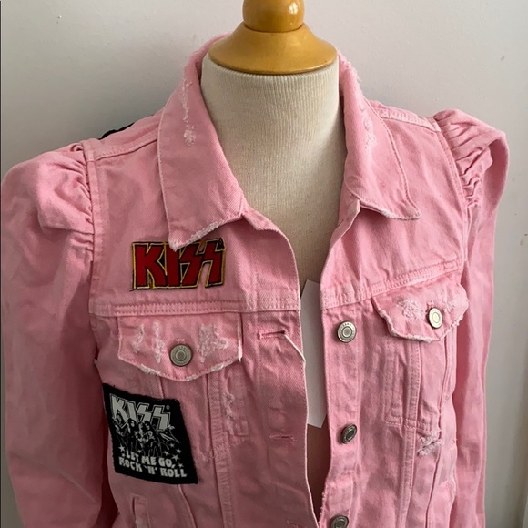 🩸ZARA SOLD OUT Distress Jacket Denim KISS Puff Sleeve Jacket LAST CHANCE‼️ - Picture 4 of 8